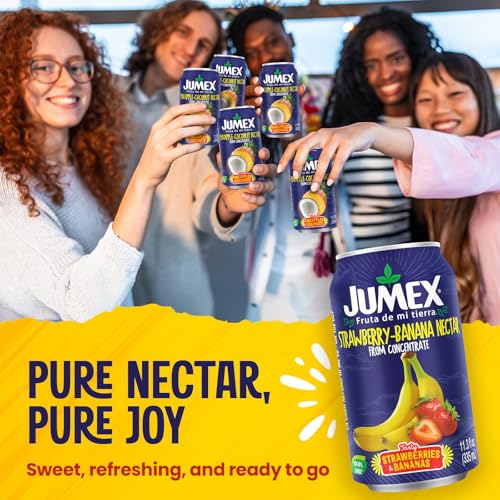Image of Jumex Strawberry Banana Nectar Juice - Made with Fresh Fruit Puree - Tropical Fruit Juice Concentrate for Smoothie Mix, Cocktail Mixers & Kids Drinks & Beverages - 11.3oz, 1 Pack Canned Drink
