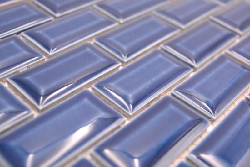 MOS26-0414_f - Mosaico de cerámica para pared de cocina, color azul brillante