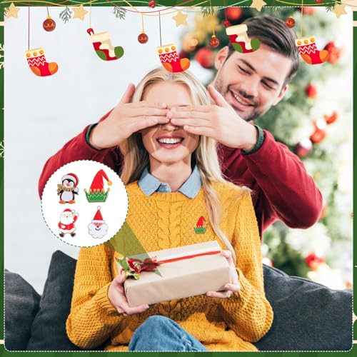 Image of Giegxin 40 Pcs Christmas Enamel Pins Bulk Mixed Enamel Brooch Pin Set Christmas Tree Snowman Snowflake Santa Xmas Lapel Brooch Pins Cute Holiday Cartoon Backpack Pin Badge for Women