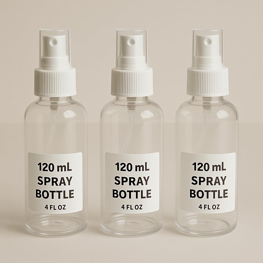 Masaint - Transparent Plastic Empty Refillable Reusable Fine Mist Spray Bottle Container For Sanitizer, Perfume, Rose Water, Travel, Home Care, Other Diy - 120 ml (Pack Of 3)-image-44