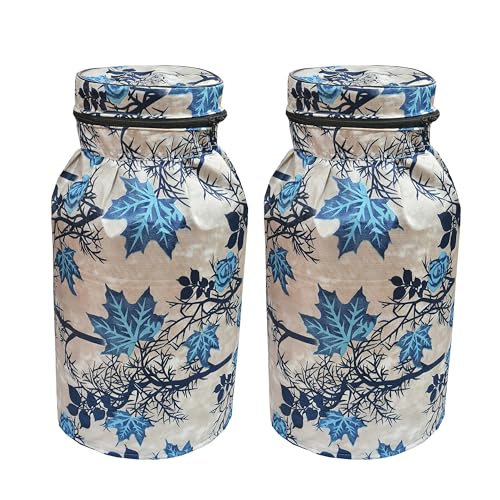 Image of Woah Cotton DustProof and Dustproof LPG Gas Cylinder Cover| Top Design Stain| Dust| DustProof PVC LPG Gas Cylinder Cover, Polyester Gas Tank Cover Fits StandardG (Pack of 2, Blue Tree)