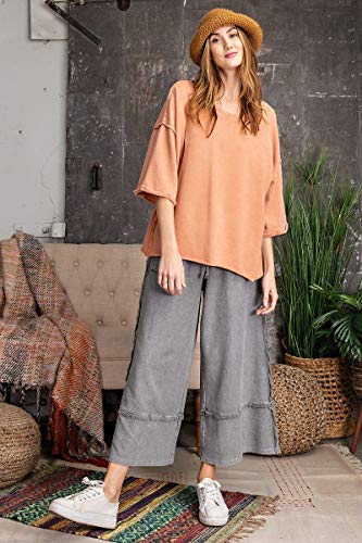 3/4 SLVS Mineral Washed Terry Knit Boxy Top - Ash - M miniatura 4