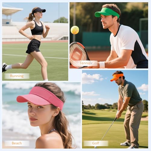 Image of Structured Brim Quick-Dry Sun Visor Hat,Lightweight Sun Protection Sports Visor for Running Golf Tennis Women