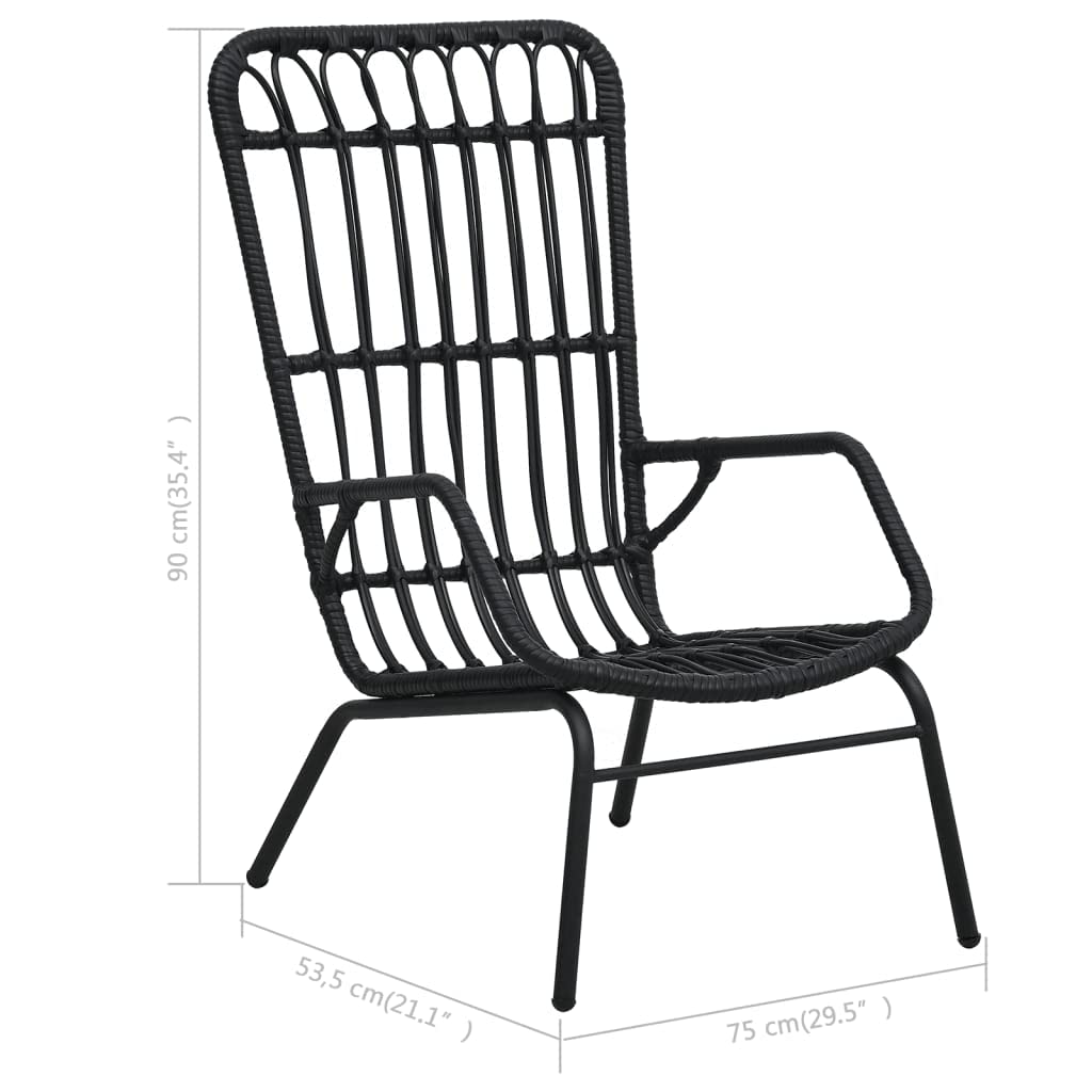 vidaXL Gartenstuhl mit Armlehnen Hochlehner Stuhl Sessel Relaxstuhl Gartenmöbel Rattansessel Terrassenstuhl Balkonstuhl Poly Rattan Schwarz