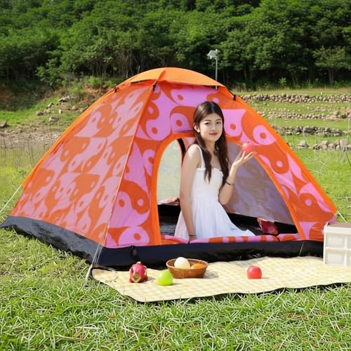 Carpa automática para camping 3-4 personas naranja miniatura 1