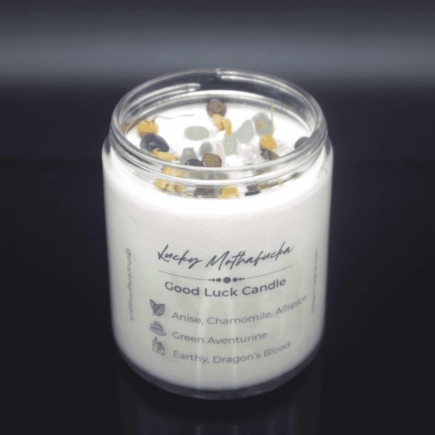 Miniatura 3 de Lucky Mfer Green Aventurine Crystal Candle for Good Luck and Fortune, Dragons Blood Scented, Handmade Lucky Charm Candles, Black Owned Gifts for