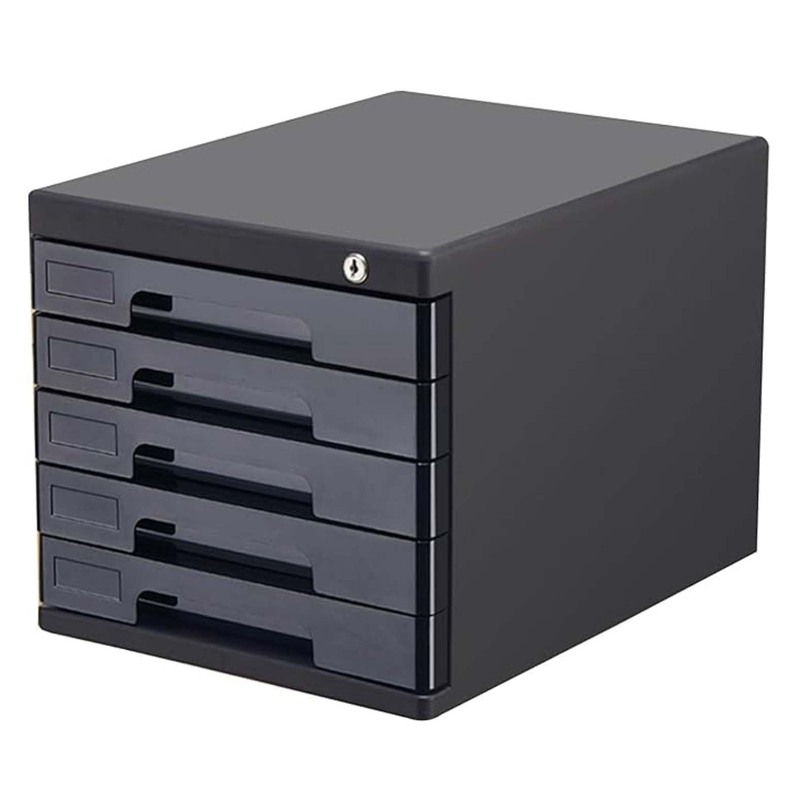 GUODDM 4/5-Tier Lockable A4 File Cabinet – Office Document Storage Organizer With Keys, Desktop Filing Drawer Box For Paper Folders Supplies –Home Workplace Organization(Black,5-layers)