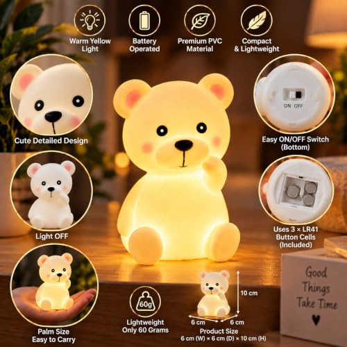 Image of Cute Dog Night Light Lamp Battery Operated Table and Desk Decorations Gift (Dog)
