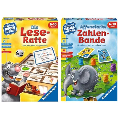 Ravensburger 24956 - Die Lese-Ratte - Spielen und Lernen für Kinder & 24973 - Affenstarke Zahlen-Bande - Spielen und Lernen für Kinder