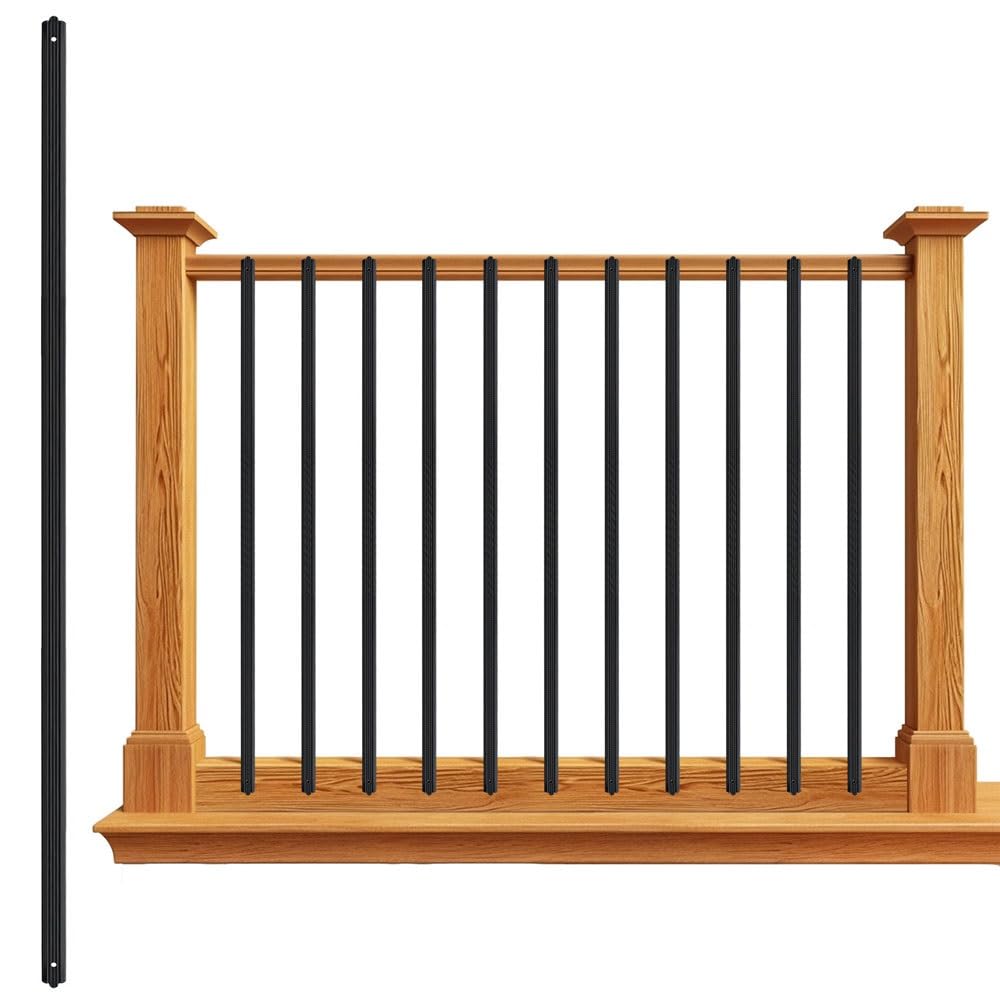 Aluminiowe balustrady tarasowe – matowe czarne metalowe balustrady do użytku wewnątrz/na zewnątrz, idealne do tarasów drewnianych i kompozytowych, trwały i stylowy design