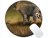 Gaming Runde Mausunterlage, Wildlife Cat Family Leopard Runde Mausunterlagen