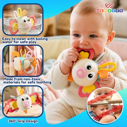 Image of Wembley Teethers Baby Toys for 6 to 12 Months | BPA Free Food Grade Silicone Baby Sensory Motor Skills Montessori Toddler Pull String Activity Toy for Babies | Gift Toys for 3-12 Months Girl Boy