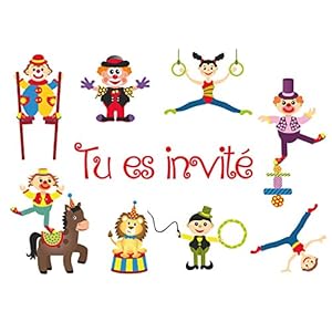 Edition Colibri (10979 FR Lot de 10 Cartes d‘Invitation Clowns DE Cirque en Français pour Un Anniversaire d‘Enfant ou…