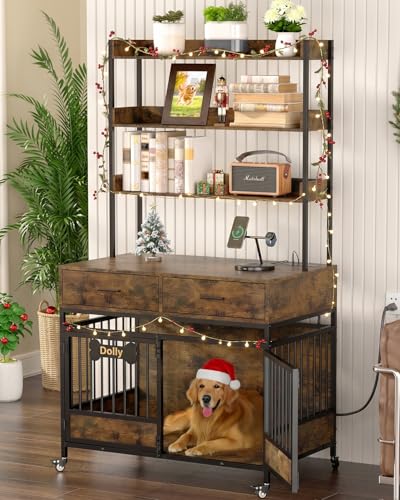 Petrova 39 Wooden Dog Crate with Storage & Lights