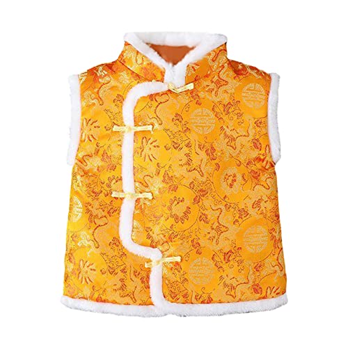 Toddler Kids Fleece Vest Coat Chinese Calendar New Year Sleeveless Traditional Tang Suit Linking Children's Padded Coat