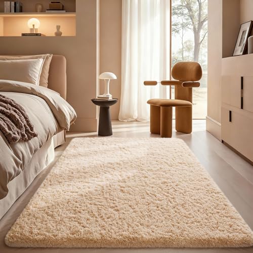 Ophanie Beige Plush Shaggy Nursery Rug