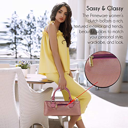 Image of Primeware Wine Clutch Bag (Thermal Insulated) Trendy Women's Carry Tote | Holds Red & White 750mL Bottles | Trendy Fashion | Incl. Portable Waiter-Style Corkscrew