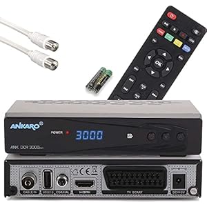ANKARO DCR 3000 Plus kabelontvanger voor kabeltelevisie met PVR opnamefunctie, AAC-LC & Timeshift, digitale tv-ontvanger, 1080p Full HD – HDTV, DVB-C, HDMI, SCART, kabel, USB + aansluitkabel wit