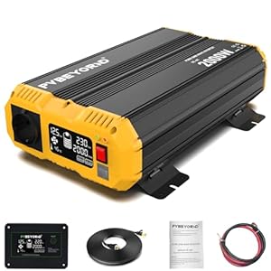 PVBEYORND Wechselrichter 12V auf 230V Reiner Sinus 2000W/4000W Reiner Sinus Wechselrichter Spannungswandler 12V 230V Mit Externem Controller Geeignet für Haushaltsgeräte und Wohnmobil
