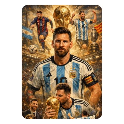 Image of Zesta Bathroom Decor Items Washroom Decor Tin Sign | Aesthetic Posters Wall Poster for Bedroom | Magnetic Cafe Decoration Items /Restaurant Decorations Items | Quirky Home Decor Bar Accent (Messi)