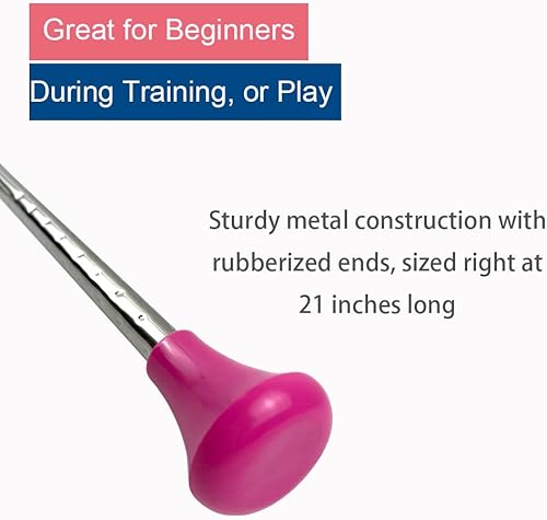 Miniatura 4 de Bastón giratorio de 21 pulgadas, bastón giratorio de metal para desfile de gimnasia para niños en Majorette (rosa)