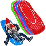 Paquete de 4 trineos de nieve resistentes de 48 pulgadas para niños y adultos, toboganes de nieve de plástico resistentes