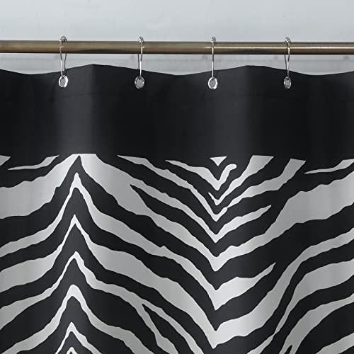 Mvsuta Zebra Black Printed Modern Waterproof Polyester Farmhouse Fabric Shower Curtain,Elegant White Classic Bathroom Curtains,72" W X 72" L #TOP4