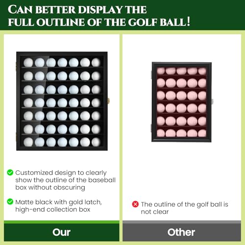 Image of TJ.MOREE White Golf Ball Display Case for 49 Balls, Golf Ball Holder Display Case Wall Mount, Shadow Box with Locks for Collector Memorabilia Autograph Balls
