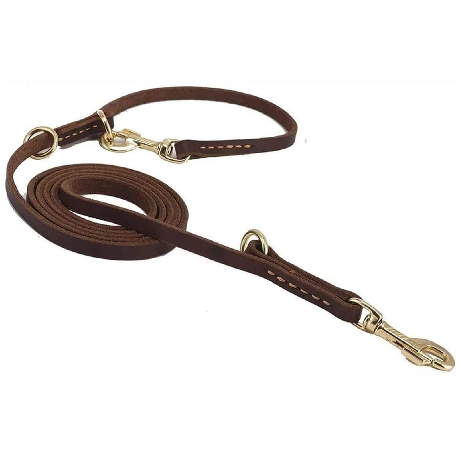 Laisse multifonctionnelle en Cuir véritable for Chiens de Petite, Moyenne et Grande Taille(Brown,1.0 * 240cm)