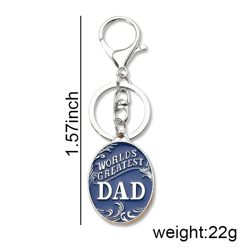 Dad Keychains Fathers Day Birthday Gifts for Men Dads Christmas Retirement Gifts from Daughter Son Daddy Papa Engraved Car Keychain Key Chain Rings for Worlds Greatest Dad Gift Navy Blue Keychains