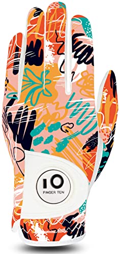 Guantes de golf para mujer, de piel, para mano izquierda, color naranja claro, tallas S, con marcador de bola, 1 unidad, agarre para mano izquierda, golfista Cover