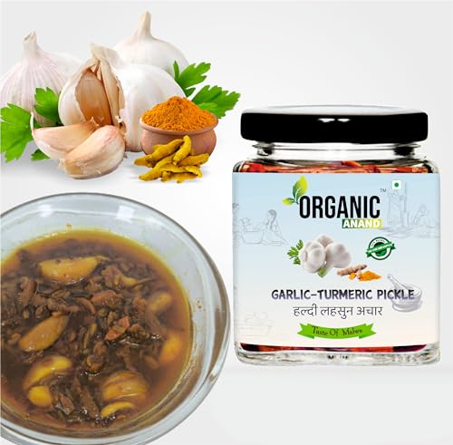 Image of Organic Anand Homemade Kachi Haldi Lahsun Ka Achar 250g | Garlic Turmeric Pickle | Fresh Turmeric Garlic Pickle | Traditional Indian Achaar | Flavourful & Delicious | Pack of 1