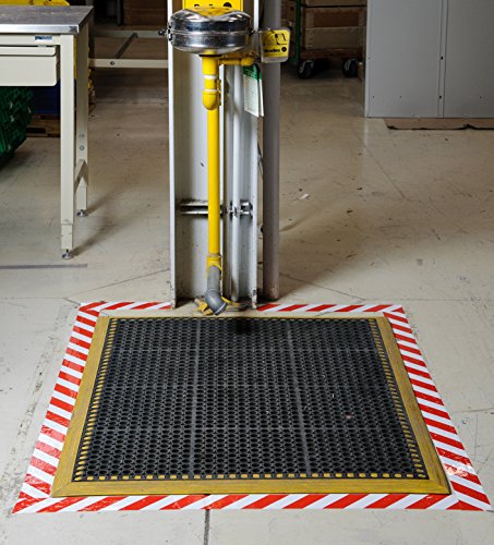 Brady - 104318 Toughstripe Nonabrasive Diagonal Stripes Floor Marking Tape, 100' Length, 2" Width, Red On White (Pack Of 1 Roll) #TOP2