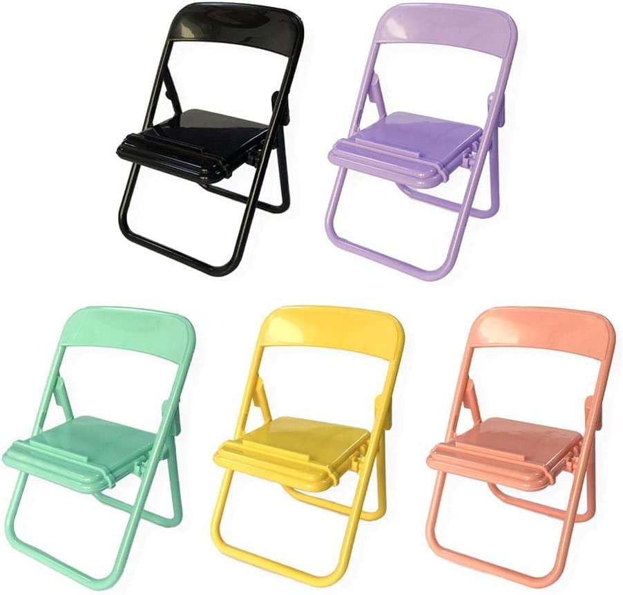 Lot de 5 mini supports de téléphone pliables en forme de chaise compatible avec smartphone/tablette/liseuse électronique