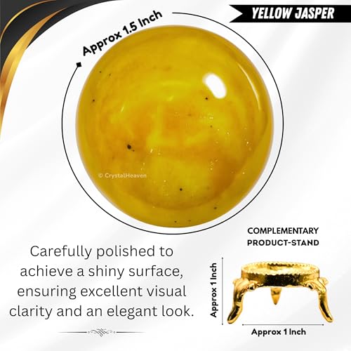 Image of Certified Yellow Jasper Crystal Ball for Meditation - Premium Crystal Vastu Items for Home and Feng Shui Items for Good Luck - Ideal for Pooja Supplies and Spiritual Practices (1.5 inch Inch)