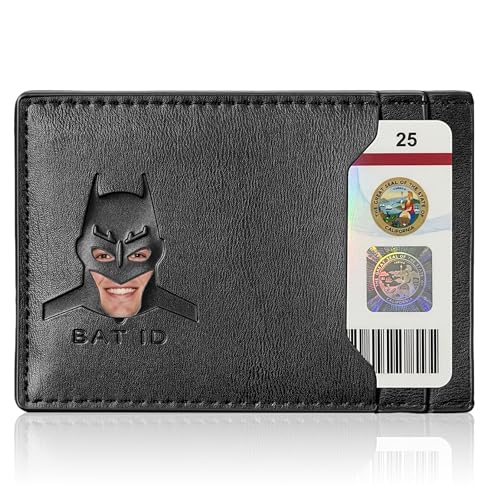 AMARONE Leather Bat Wallet Superhero Card Holder with Multiple Card Slots Face Eyes Cutout Card Holder Personalized ID Wallet