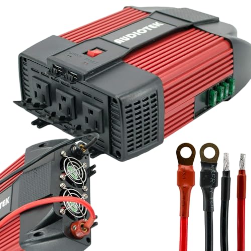 Audiotek 2000W DC-12V to AC-110V Car Inverter with USB Port