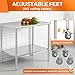 HOCCOT All Stainless Steel Work Table, Heavy Duty Prep Table 30x48 Inch with Stainless Steel Undershelf & Replaceable Feet(Without Casters) Commercial Workstation for Restaurant Kitchen Garage Outdoor
