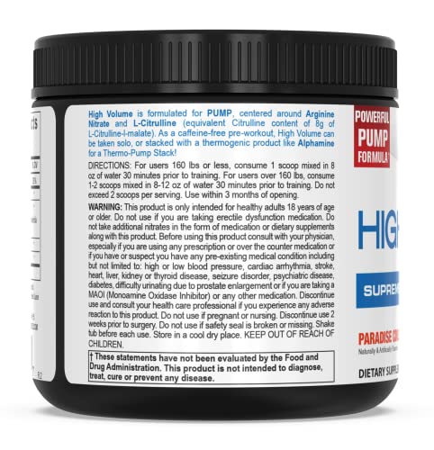 Pescience High Volume Nitric Oxide Booster Pre Workout Powder With L Arginine Nitrate, Paradise Cooler, 36 Scoops, Caffeine Free #TOP4