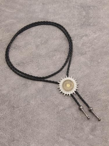 Image of GelConnie Native American Bolo Tie Rodeo Cowboy Leather Necktie Western Necklace Costume Accessories for Men,Women