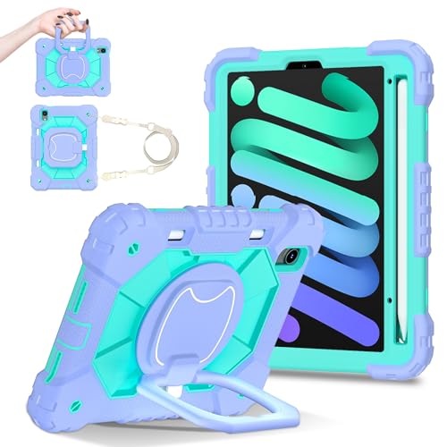 Coque iPad mini 7 anti-chute violette protégeant des impacts et du vol