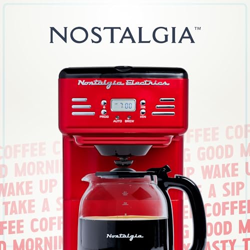 Nostalgia Retro 12-Cup Programmable Coffee Maker With LED Display, Automatic Shut-Off & Keep Warm, Pause-And-Serve Function, Red by Nostalgia - Image 6