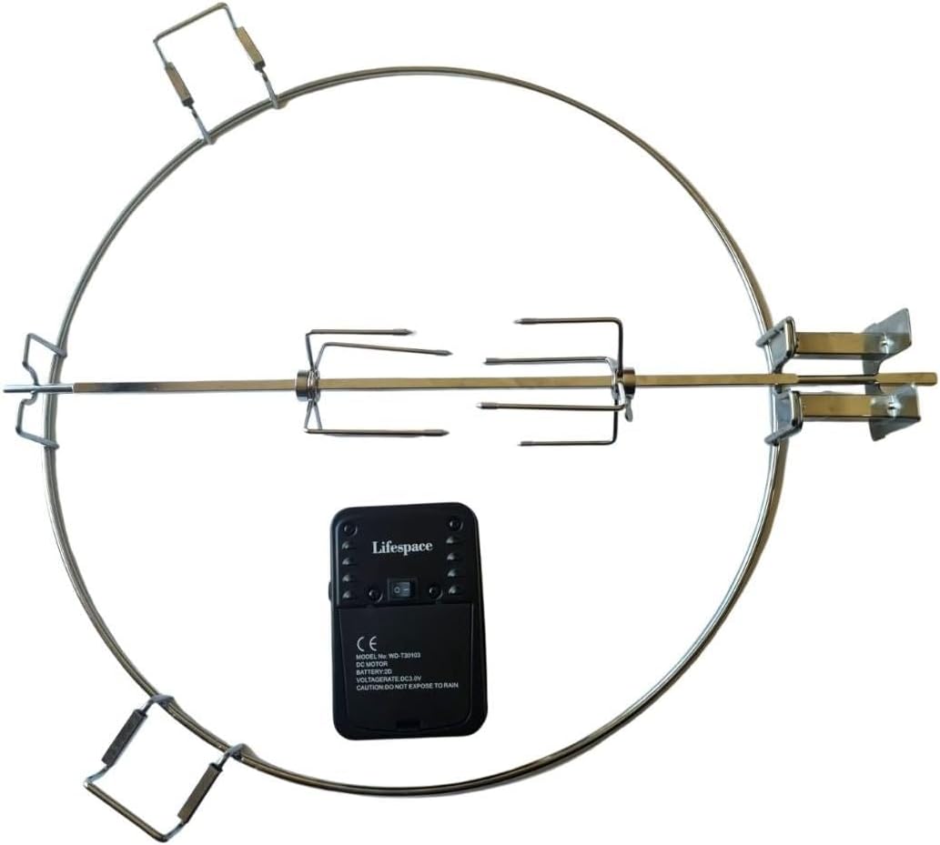 Lifespace Rotisserie Braai Grill Ring for 22.4in Kettle Grill with Motor, Shaft & Prongs
