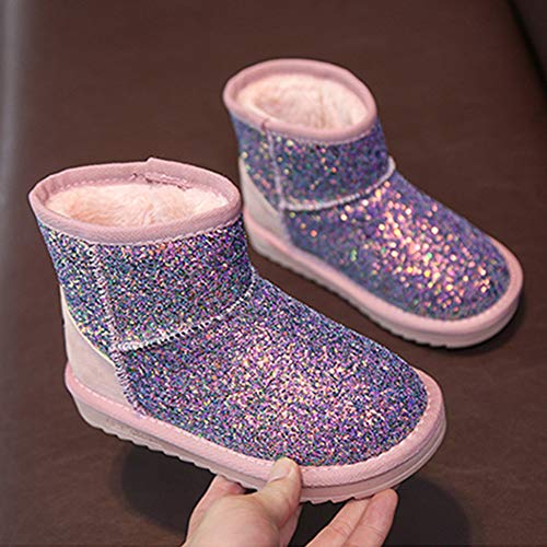 Dayiss Girls Snow Boots Girl's Warm Plush Comfortable Sequin Sparkly Waterproof Outdoor Princess Winter Boots for Girls4