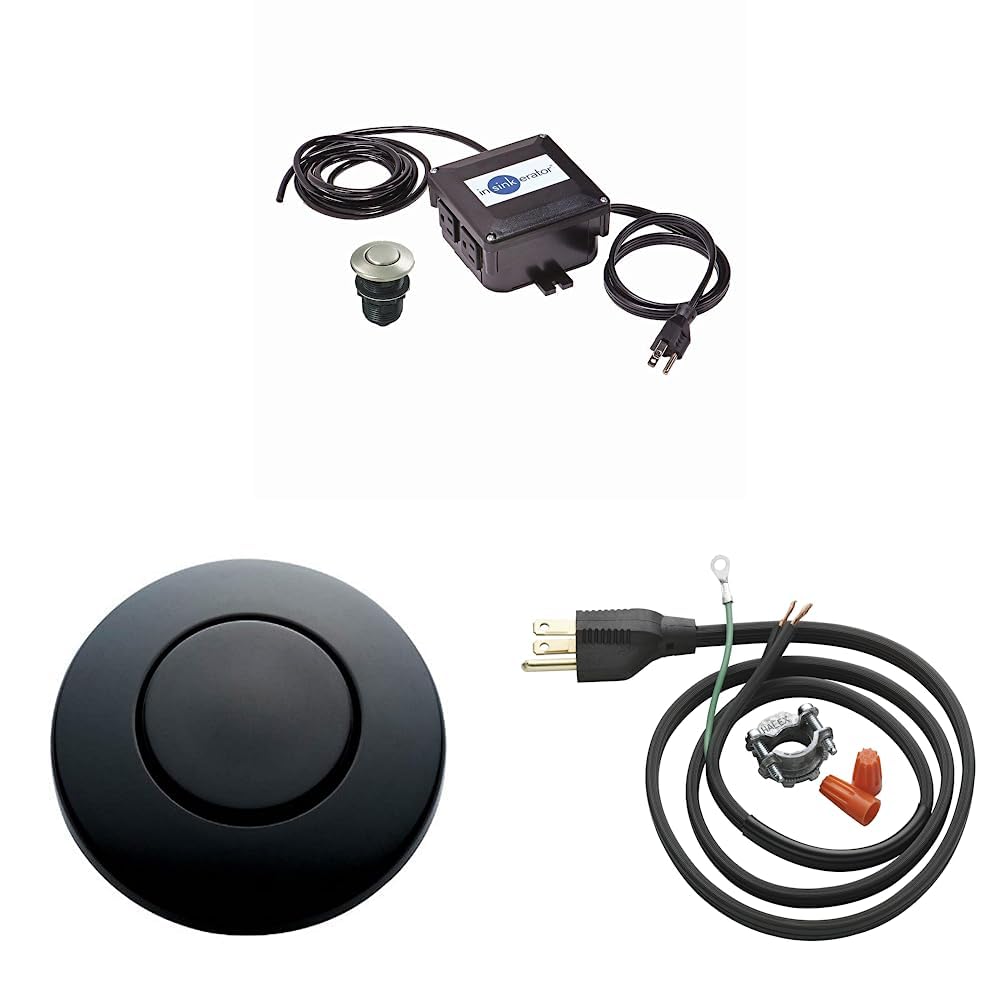 InSinkErator STSOOSN Garbagedisposals, Satin Nickel & STCMTBLK Push SinkTop Switch Button