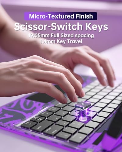 Image of Intermerge Transparent Case with Keyboard for iPad Pro 13 inch (M5 / M4,2025 /2024) 2024, 360 Multi-Touch Trackpad, 7-Color RGB Backlit Keyboard, Pencil Holder, Type-C, Power Indicator - Neon Pulse