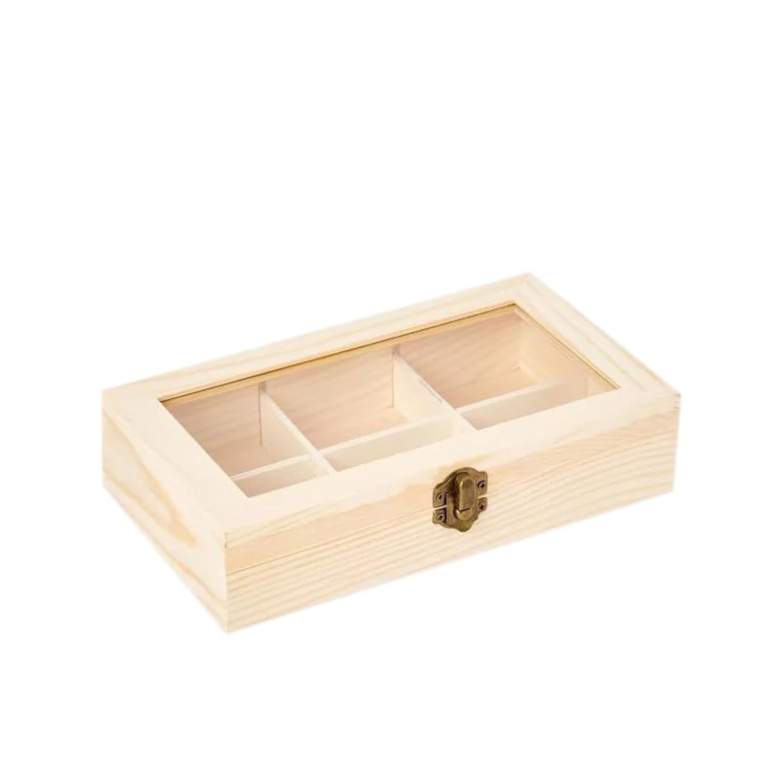 Home-Brand Home Brand Tea Bag Organizer Storage Box Tea Storage Chest Case Wooden Tea Bag Sorter Jewelry Organizer Storage Box with 6 Compartments, for Any Home or Restaurant and Office 22x13x5cm