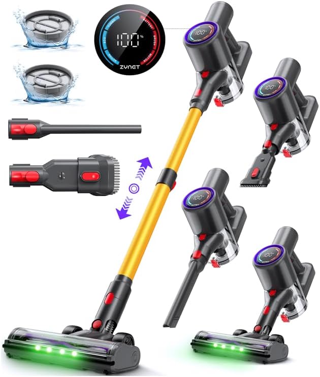 Cordless Vacuum Cleaner, 40KPA/40Mins Handheld Vacuum Cleaners with LED Display, Green Light, Self-Standing Cordless Vacuum, Rechargeable, Stick Vacuum for Pet Hair, Hard Floors, Carpet