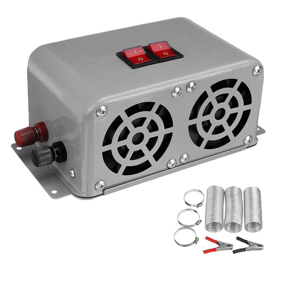 Chauffage électrique 600 W 24 V pour véhicules, camions, Bateaux et UTV. Souffleur, désembueur et dégivreur de Pare-Brise. Fonctionnement Rapide et Silencieux. Idéal pour l'hiver.