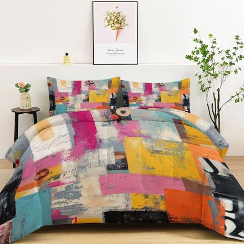Couette 220x240 patchwork abstrait 4 saisons pour lit 2 personnes - 4